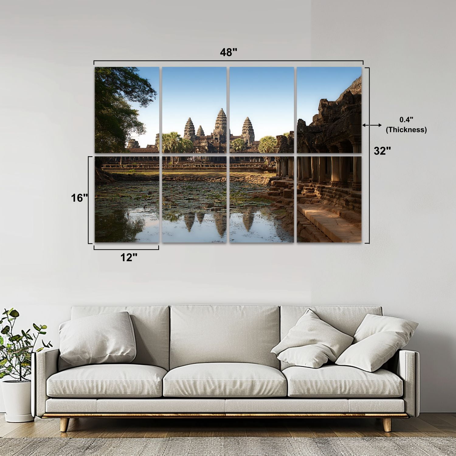 8 Pack Art Acoustic Panels Sound Absorbing angkor before sunset cambodia waters Decorative Soundproof Wall Panels Self Adhesive for Nursery Game Room Bedroom 48"x32"
