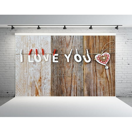 MOHome 7x5ft Wood Backdrops Valentine's Day Background Photo Booth Props