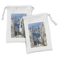 thumbnail image 1 of France Fabric Pouch Set of 2, Aerial Landscape Image of Cassis Bay and Sea in French Riviera Art Illustration, Small Drawstring Bag for Toiletries Masks and Favors, 9" x 6", Multicolor, by Ambesonne, 1 of 2