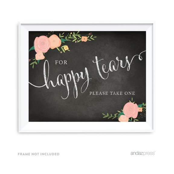 For Happy Tears Tissue Chalkboard & Floral Roses Wedding Party Signs