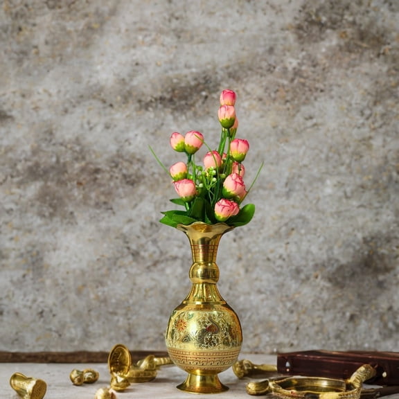 Natriel Engraved Peacock Brass Flower Vase - Floral Masterpiece Decor