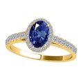 thumbnail image 3 of AoneJewelry 10k Solid Rose, White, Yellow Gold Gemstone and Diamond Ring (I-J, I1-I2) With 0.65 Cttw Oval Shape Sapphire and Natural Diamonds, 3 of 5
