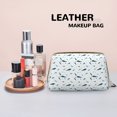 thumbnail image 4 of Minimalist Cool Shark Blue Makeup Bag, Large Capacity Travel Cosmetic Bag for Women Girls- Travel Toiletry Bag Leather Portable Waterproof Makeup Case Organizer with Handle, 4 of 4