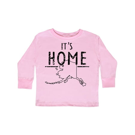 

Inktastic It s Home- Alaska State Outline Distressed Text Gift Toddler Boy or Toddler Girl Long Sleeve T-Shirt