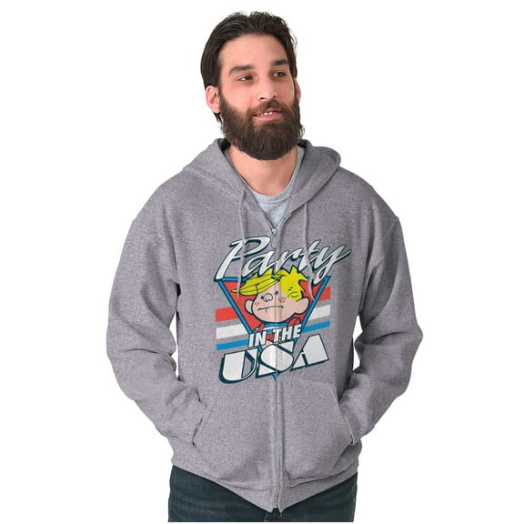 Dennis The Menace Party in the USA Unisex Plus Size Zip Hoodie Brisco Brands 3X