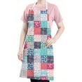 thumbnail image 5 of Blue Boho Pioneer Flower Patchwork Pattern Apron-Garden Aprons for Women with Pockets-Cotton Linen Waterproof Kitchen Cooking Gardening Aprons Adjustable for Kitchen,Cooking,BBQ and Salon 33x27 Inch, 5 of 7