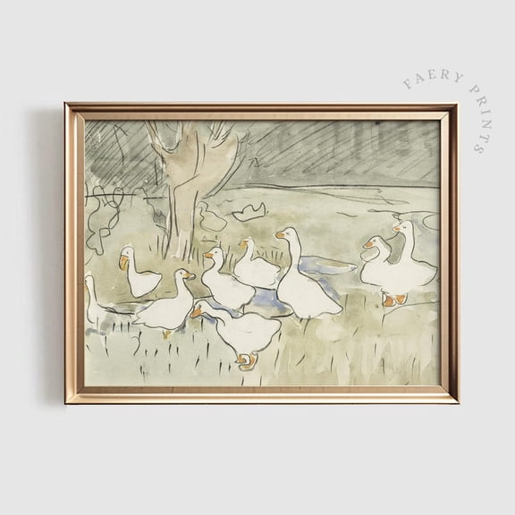 Whitepeak Art Vintage Duck Print | Nursery Wall Art | Goose Print | Neutral Animal Art Print | Cute Toddler Room Art | #922, Housewarming Present Ideas, 24x36 UNFFRAMED