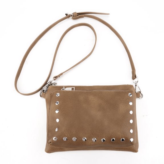 Sunyuer Punk Style Rivet Small Square Shoulder Bag - Crossbody Commuter Handbag with Dual Pockets, Portable and Stylish