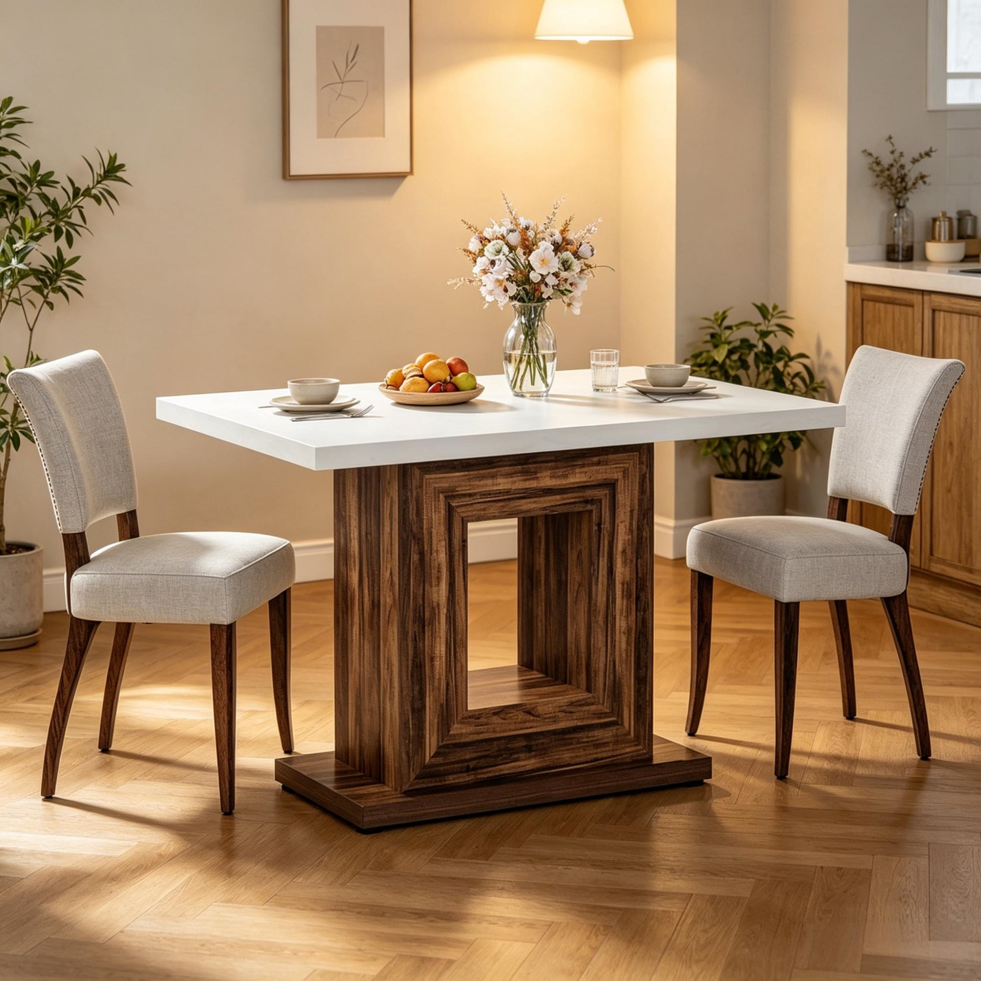 Farmhouse Dining Table, Seats 4-6, White