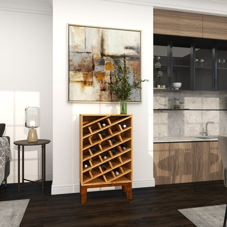 Free Shipping DecMode 24 x 40 Brown Mango Wood 30 Bottle Standing Wine Rack 1 Piece Walmart