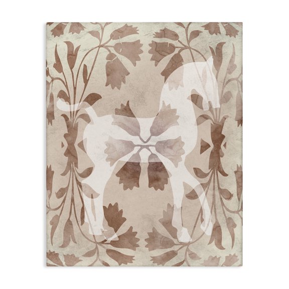 Stupell Industries Bohemian Beige Flower Pattern Horse Canvas Art, 24 x 30, by Lil' Rue