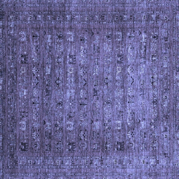 Ahgly Company Machine Washable Indoor Square Abstract Blue Modern Area Rugs, 6' Square