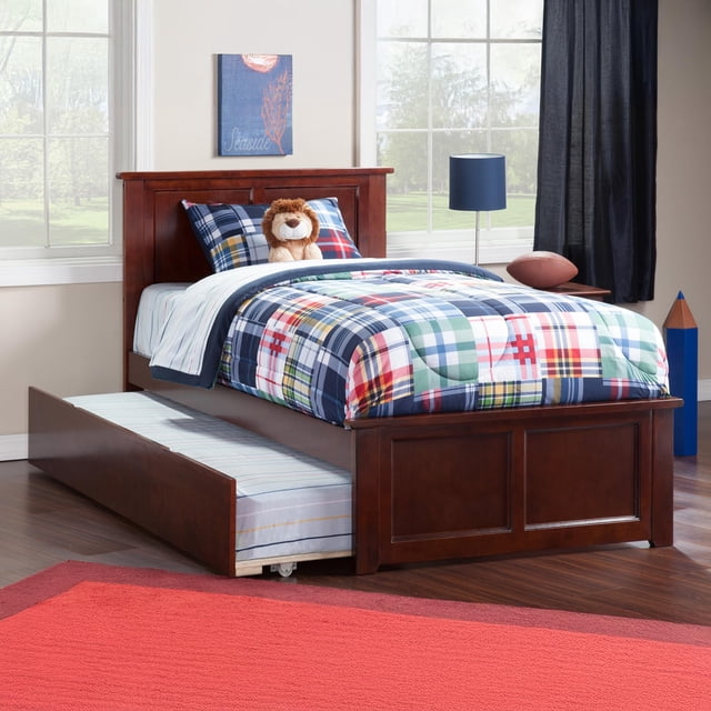 Pemberly Row Lit Plateforme Madison Simple TG et Tiroir-Lit Simple TG en Noyer
