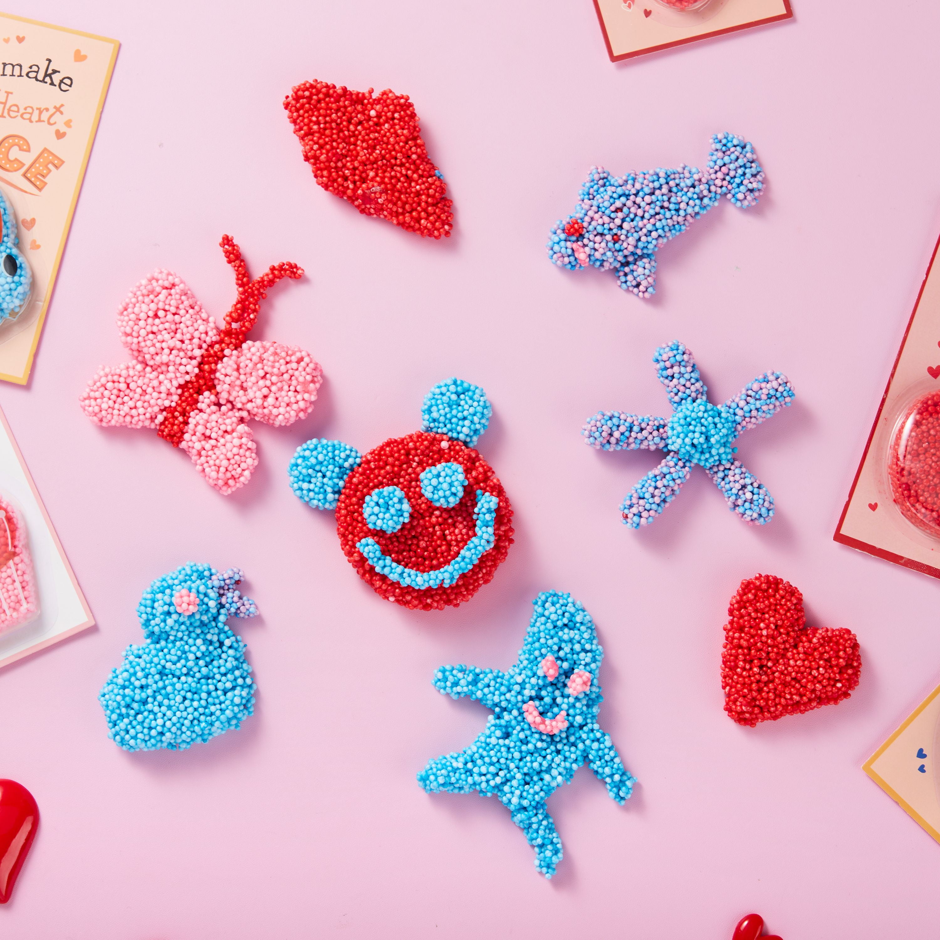 Joyfy 30 Packs Valentine's Day Gift Cards with Play Modeling Squashy Bead Foam, Fun Modeling Foam Toy for Valentine Party Favor, School Classroom Gift Exchange Prizes