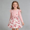 thumbnail image 5 of WAVSUF Kids Girls Floral Dress Flutter Sleeve Lightweight Round Neck Fall Cute Princess Dress White 7-8, 5 of 9