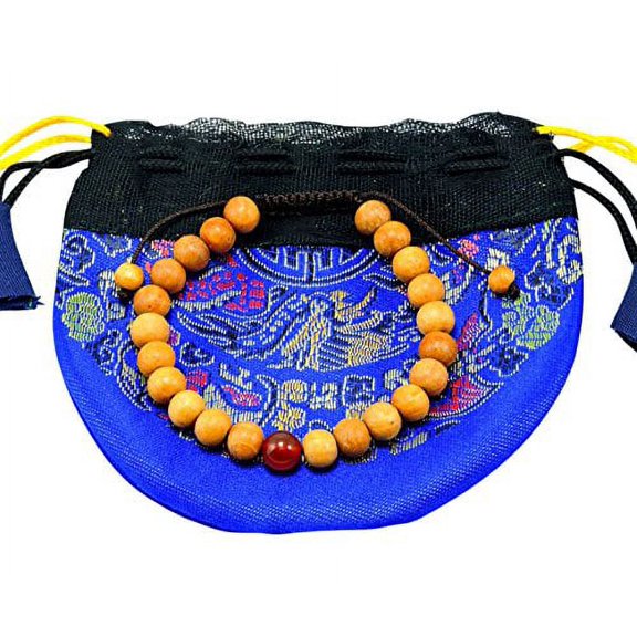 Wood Bead Wrist Malas Bracelet for meditation with Carnelian spacer