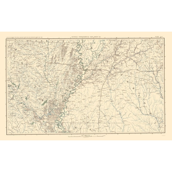 Historical Civil War Map - Arkansas Louisiana Mississippi - Bien 1895 - Vintage Wall Art