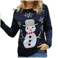thumbnail image 1 of POINTERTECK Pull Pull Col Rond Flocon de Neige Modèle Petit Bonhomme de Neige des Femmes Pull de Noël, 1 of 5