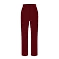 thumbnail image 5 of Oiangi Women's Dress Pants Button Elastic Waist Slacks Casual Straight Leg Trousers for Business Office Wine L, 5 of 5