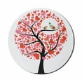 thumbnail image 1 of Animal Mouse Pad for Computers, Birds in Tree Flirting Greeting in the Nature Romance Relationship Season Print, Round Non-Slip Thick Rubber Modern Mousepad, 8" Round, Red White Black, by Ambesonne, 1 of 2