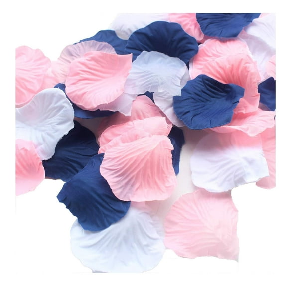 AllHeartDesires 900 Pack Mixed Navy Blue Pink White Artificial Silk Rose Petal Flower Centerpieces Table Scatters Confetti First Birthday Nautical Wedding Baby Shower Decoration Favor