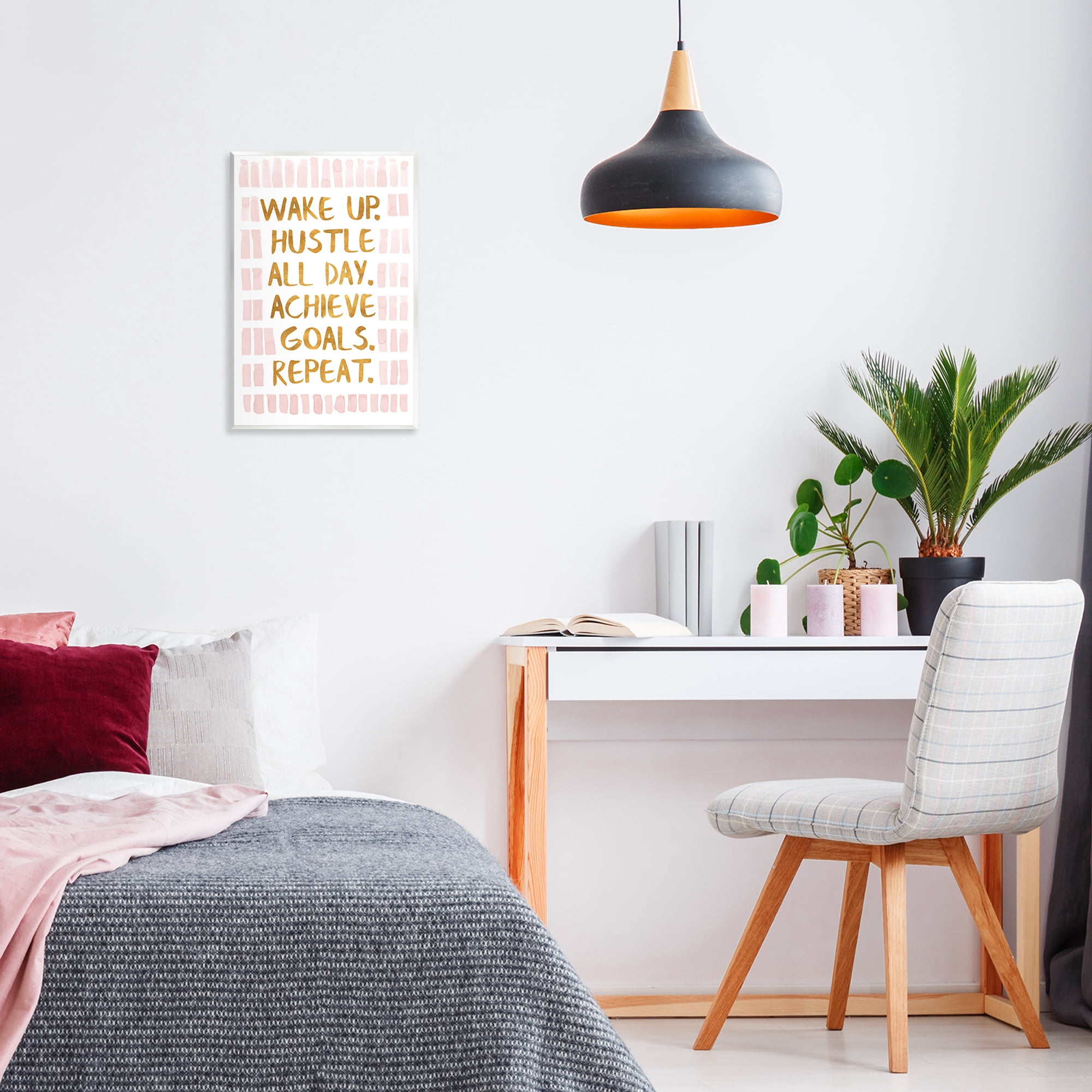 Stupell Industries Wake Up & Hustle Typography Painting Unframed Art Print Wall Art, 13 x 19