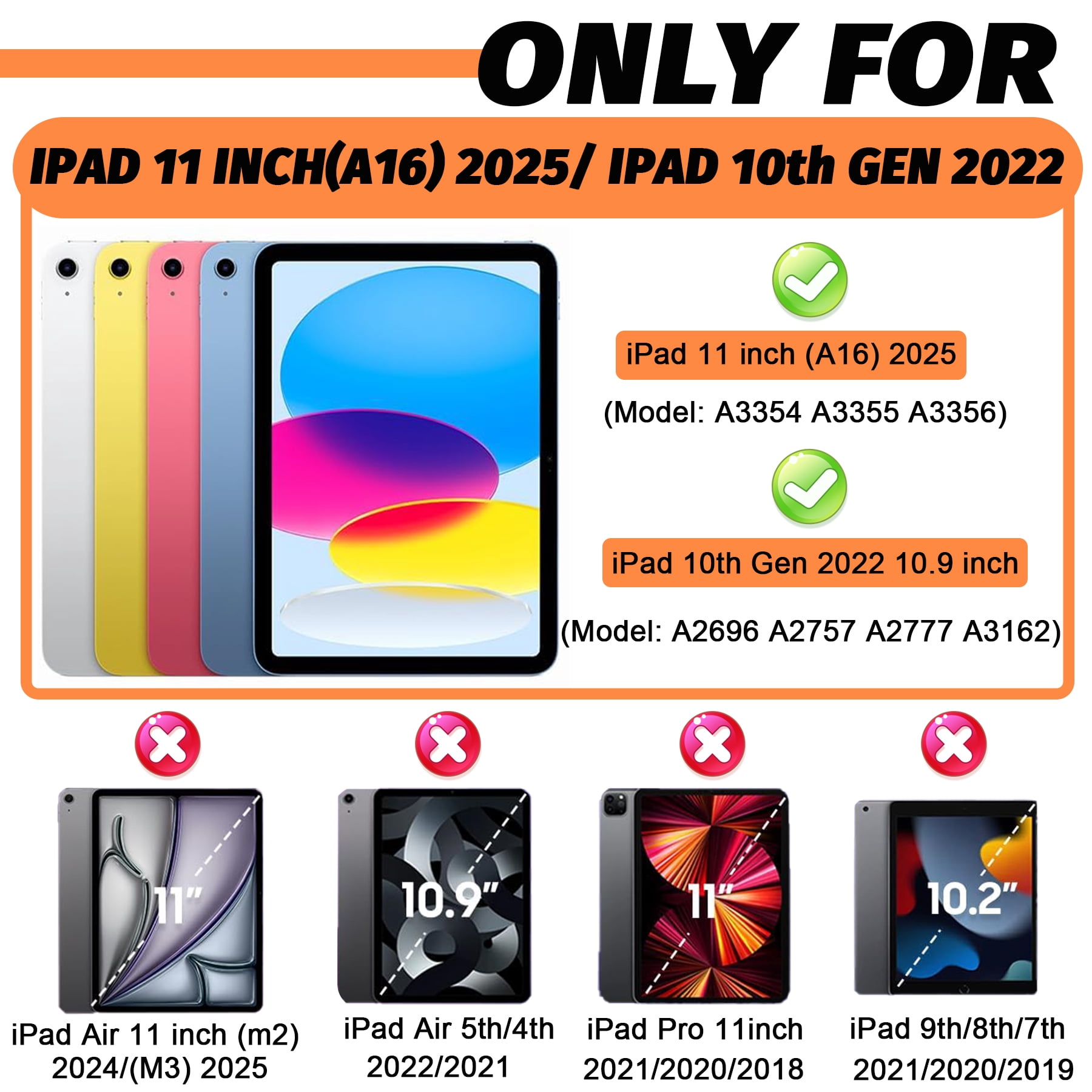 Rantice iPad 10th Generation Case 2022, 10.9 Inch iPad Case with Pencil Holder, iPad 10.9 Case with Kickstand, Hybrid Shockproof iPad 10th Gen Case for Kids Boys Children, Black