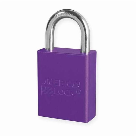 Lockout Padlock, Keyed Different, Aluminum, Purple, 1 in Shackle Height, 1 1/2 in Body Width