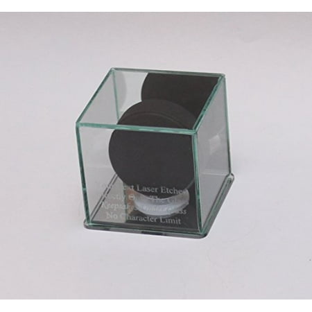 Hockey Puck Etched Glass Personalized - Engraved Display Case with Mirror Base and Back
