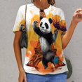 thumbnail image 6 of Funny Cute Panda Women's Short Sleeve Tops Casual Blouses T Shirt, 6 of 6