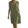 thumbnail image 7 of Summer Dresses for Women 2025, Women's Fashion Crewneck Loose Half Sleeve Solid Knee-length Dress(Army Green,S), 7 of 7