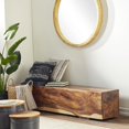 thumbnail image 3 of DecMode Wood Handmade Bench with Block Style Base, Brown, 3 of 13