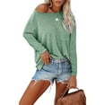 thumbnail image 2 of Yuemengxuan Women Casual Solid Color Stylish Long Sleeve Round Neck T-shirt with Pocket, 2 of 5
