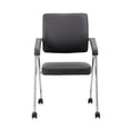 thumbnail image 4 of Nicer Furniture chaise d'invité pliable en vinyle avec roulettes - Lot de 2, 4 of 7