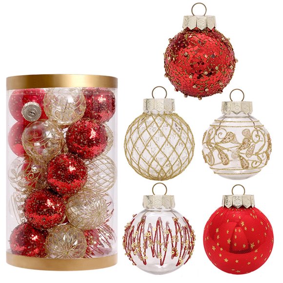 B 25 Piece Pet Christmas Ball Ornaments Set Colorful Hanging Decorations For Tree And Holiday Party Version B