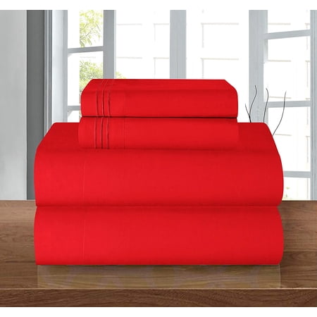 Celine Linen Series Microfiber 4-Pc Sheet Set California King Red