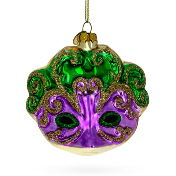 Purple Mask Glass Christmas Ornament