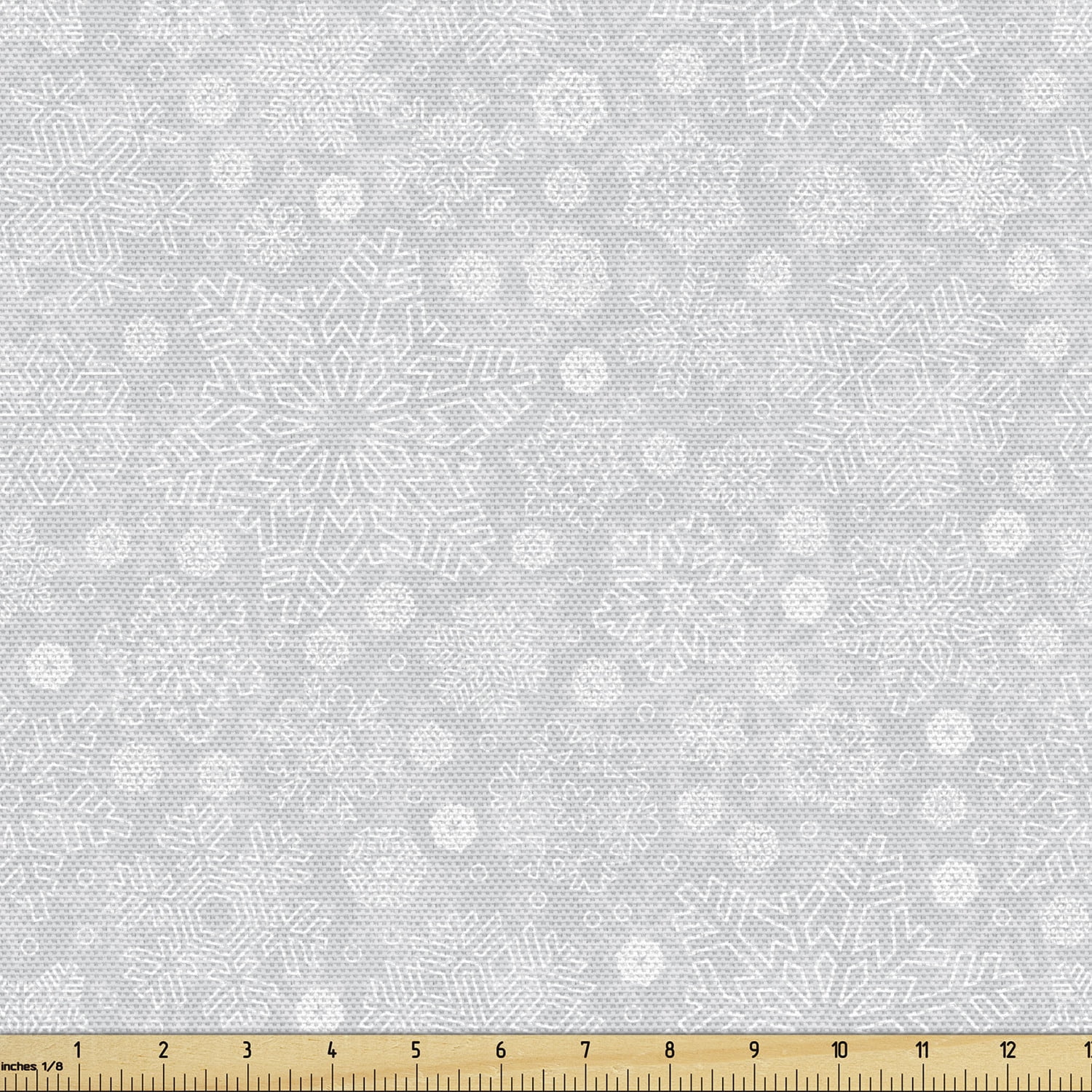 Winter Fabric by the Yard, Seasonal Pattern with Ornate Flakes Frost