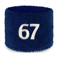 thumbnail image 2 of COUVER Embroidered White Number 67 Blue Terry Cotton Athletic Wristbands 1 Pair (Mens), 2 of 11