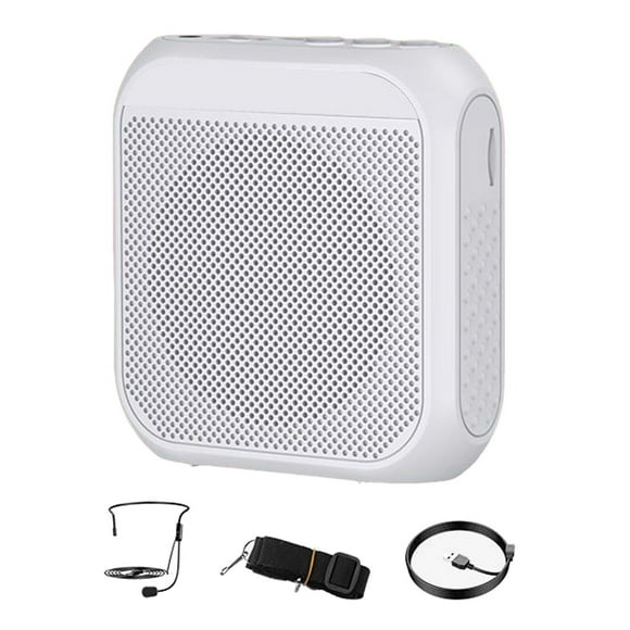 Amplificateur Vocal 2200mAh Haut-Parleur Mégaphone Amplificateur Vocal Personnel pour Salle de Classe Blanc