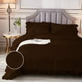 thumbnail image 3 of DNG Creations 5 Piece Vintage Ruffle Pattern Comforter Set Premium Ultra Soft 550 GSM All Season ( Oversized Super King Size ) 100% Egyptian Cotton Solid Chocolate Colour, 3 of 8