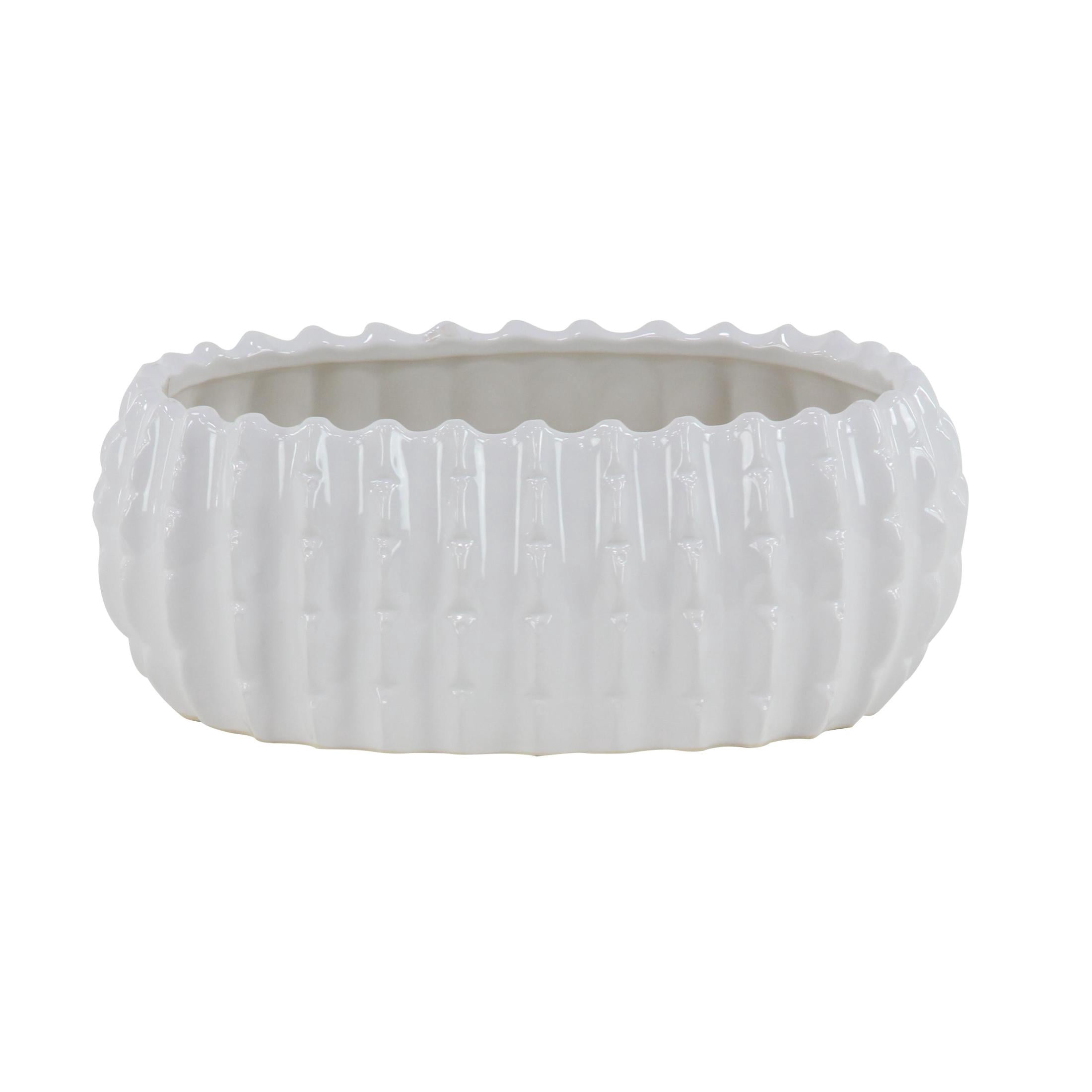 DecMode 17", 13", 8"W White Ceramic Planter (3 Count)