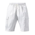 thumbnail image 3 of Men's Casual Stretch Cargo Shorts Classic Drawstring Elastic Waist Summer Work Short with Multi Pockets Linen Pants Running Workout, 3 of 9