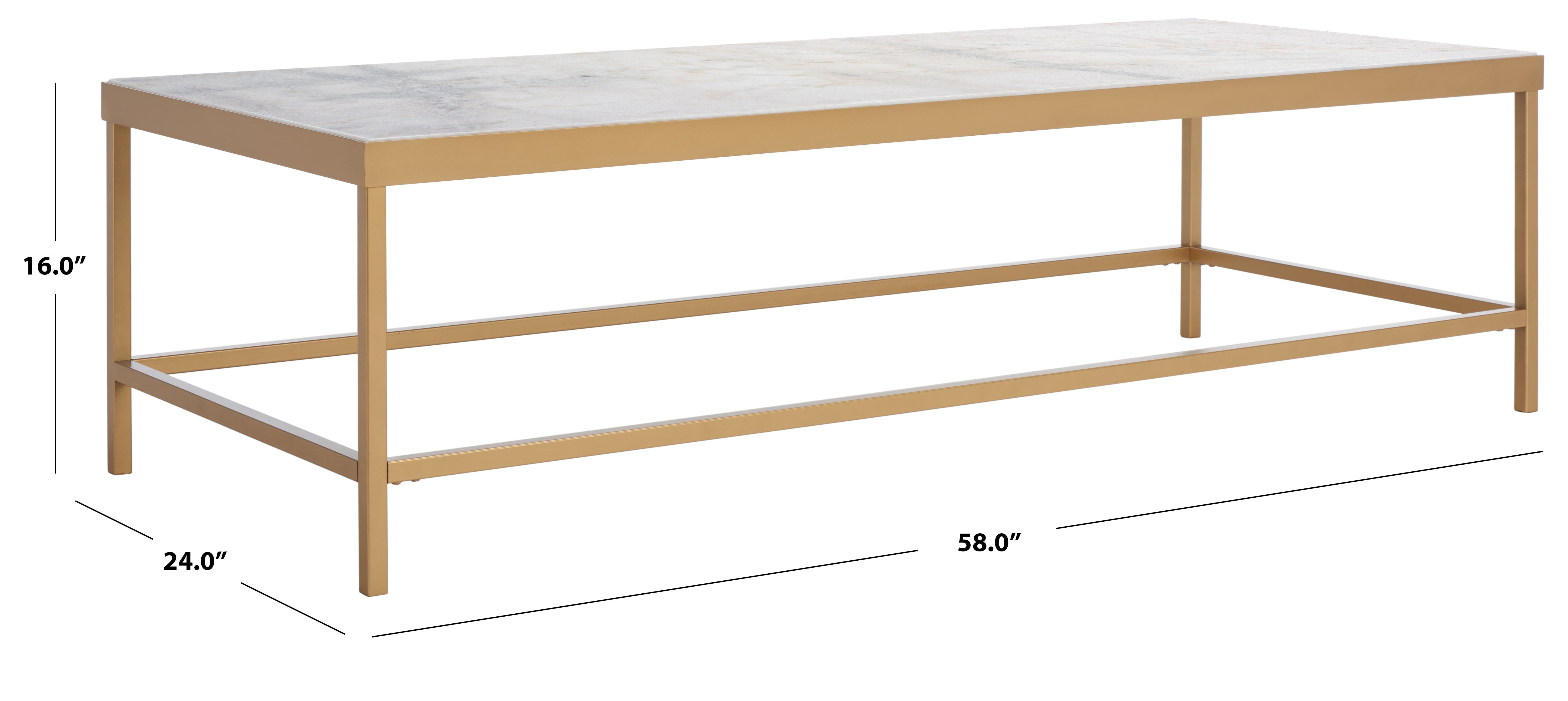 SAFAVIEH Couture Caralyn Contemporary Marble Coffee Table, White/Brass