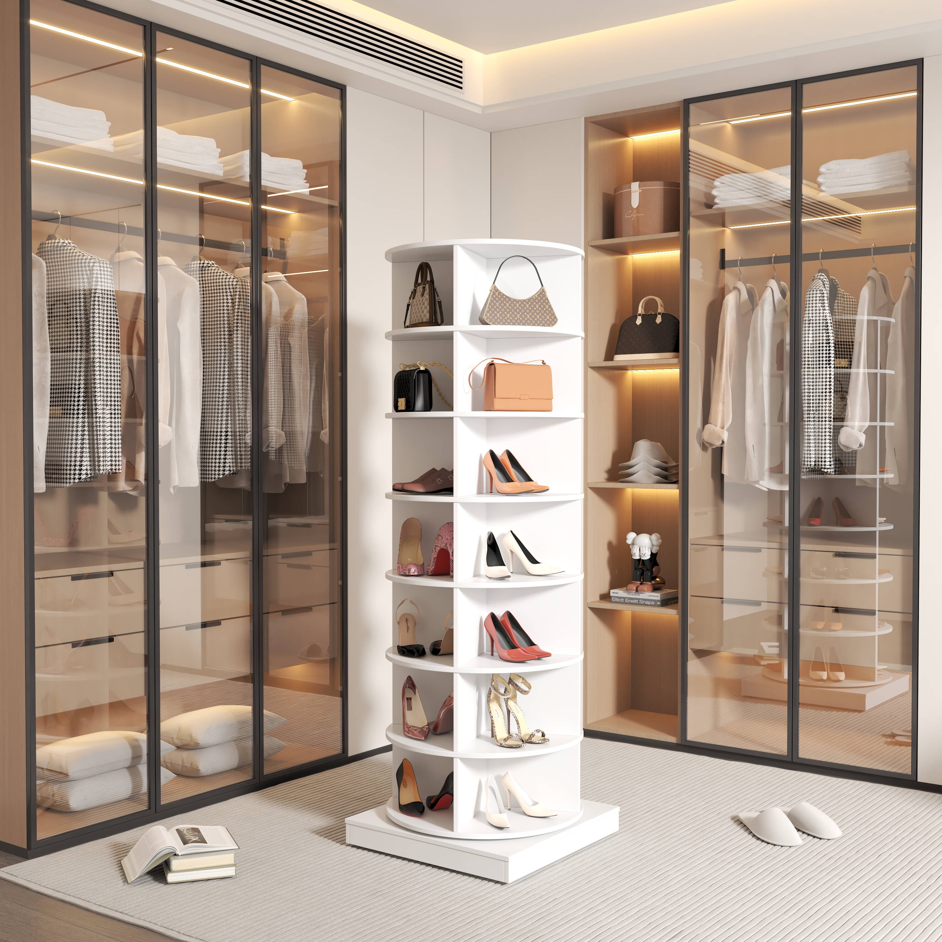 7-Tier Rotating Shoe Rack Tower, Spinning Shoe Display, 360° Rotating Shoe Rack Storage Rotating Organization for Handbag Closet
