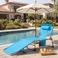 thumbnail image 2 of Gymax Portable Beach Chaise Lounge Chair with 5 Adjustable Positions - Set of 1, Blue, 2 of 8