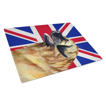 Caroline's Treasures Leonberger with English Union Jack British Flag Glass Cutting Board Large Size