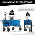 thumbnail image 2 of Collapsible Folding Wagon Cart with All-Terrain Wheels, Heavy Duty Utility Cart for Camping, Beach, Grocery, Sports, 330 lbs Capacity, Portable Outdoor Wagon, Blue, 2 of 8