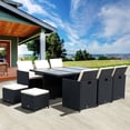 thumbnail image 2 of Outsunny 11 Pieces Wicker Patio Dining Set Outdoor Furniture Set with Removable Cushions, Glass Top Dining Table, PE Rattan Conversation Set for Garden Poolside Backyard, Black, 2 of 10