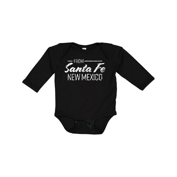 Inktastic From Santa Fe New Mexico in White Distressed Text Boys or Girls Long Sleeve Baby Bodysuit